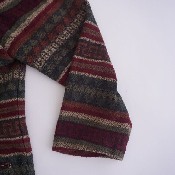 Vintage Casablanca Maroon Beige Stripe Pattern Boho Button Up Blazer 12 - Picture 5 of 10